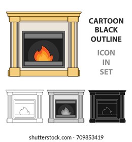 Fire, warmth and comfort. Fireplace single icon in cartoon style vector symbol stock illustration web.