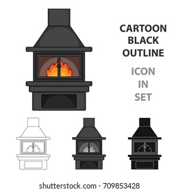 Fire, warmth and comfort. Fireplace single icon in cartoon style vector symbol stock illustration web.