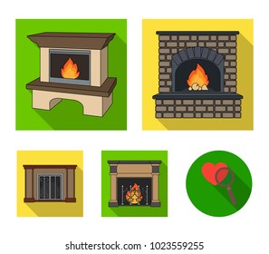 Fire, warmth and comfort.Fireplace set collection icons in flat style vector symbol stock illustration web.