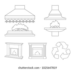 Fire, warmth and comfort.Fireplace set collection icons in outline style vector symbol stock illustration web.