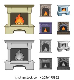 Fire, warmth and comfort.Fireplace set collection icons in cartoon,monochrome style vector symbol stock illustration web.