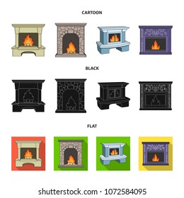 Fire, warmth and comfort.Fireplace set collection icons in cartoon,black,flat style vector symbol stock illustration web.