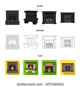 Fire, warmth and comfort.Fireplace set collection icons in black,flat,outline style vector symbol stock illustration web.