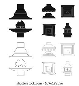 Fire, warmth and comfort.Fireplace set collection icons in black,outline style vector symbol stock illustration web.