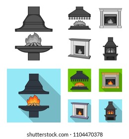 Fire, warmth and comfort.Fireplace set collection icons in monochrome,flat style vector symbol stock illustration web.