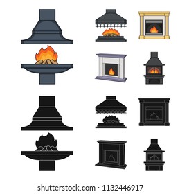 Fire, warmth and comfort.Fireplace set collection icons in cartoon,black style vector symbol stock illustration web.