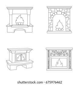 Fire, warmth and comfort.Fireplace set collection icons in outline style vector symbol stock illustration web.