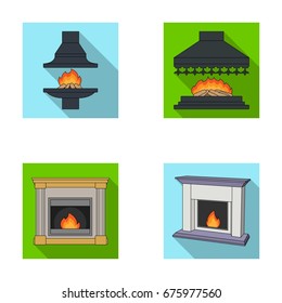 Fire, warmth and comfort.Fireplace set collection icons in flat style vector symbol stock illustration web.