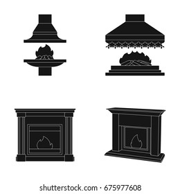 Fire, warmth and comfort.Fireplace set collection icons in black style vector symbol stock illustration web.