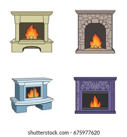 Fire, warmth and comfort.Fireplace set collection icons in cartoon style vector symbol stock illustration web.