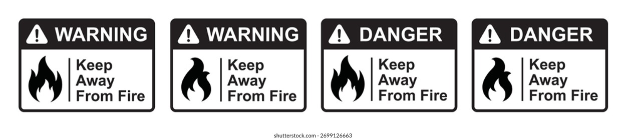 Fire warning alert signs icon, vector illustration