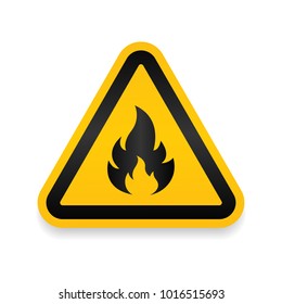 Fire Warning Dangerous flame attention icon icon. Flammable danger symbol, filled flat sign, solid pictogram, isolated on white. Exclamation mark triangle symbol, logo. Attracting security first sign.