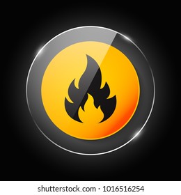 Fire Warning Dangerous flame attention icon icon. Flammable danger symbol, filled flat sign, solid pictogram, isolated on white. Exclamation mark triangle symbol, logo. Attracting security first sign.