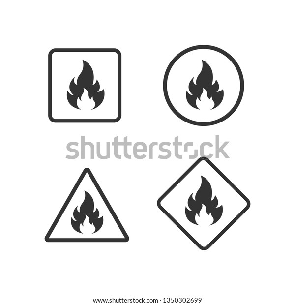 Fire Warning Dangerous Flame Attention Icon Stock Vector (Royalty Free ...