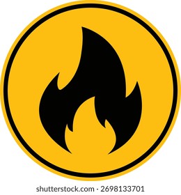 Fire warning hazard sign. Flammable material warning caution hazard symbol