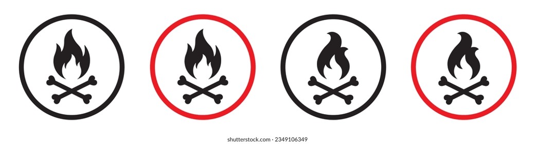 Fire warning icon. Flammable icon, vector illustration