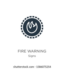 Fire warning icon vector. Trendy flat fire warning icon from signs collection isolated on white background. Vector illustration can be used for web and mobile graphic design, logo, eps10