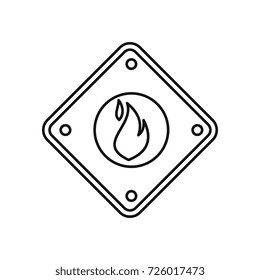 Fire warning sign icon. Black outline illustration of Fire warning sign vector icon for web isolated on white background