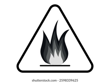 Fire warning sign icon with bonfire