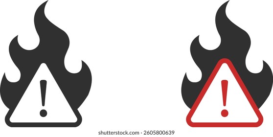 Fire warning sign icon vector illustration