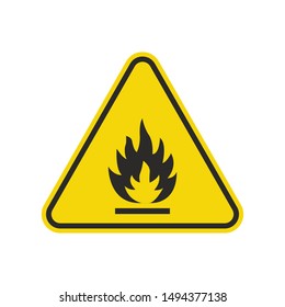 Fire Warning Sign Isolated On White Background. Yellow Triangle Caution Symbol Simple, Flat, Vector, Icon You Can Use Your Website Design, Mobile App Or Industrial Design. Vector Illustration