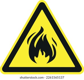 Feuer. Warnzeichen einzeln auf Weiß. Vektorgrafik