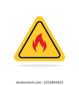 Fire warning sign red on white background