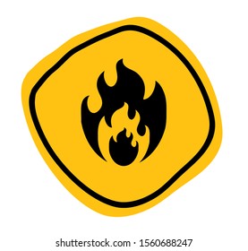 Fire warning sign. Vector icon.