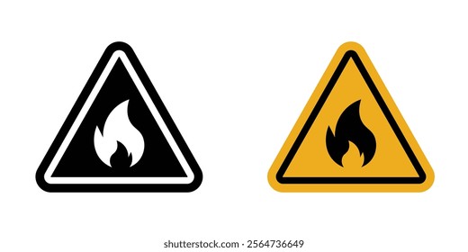 Fire warning sign vectors in flat syle