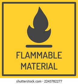 Fire warning sign in yellow triangle. Flammable, inflammable substances icon. Vector
