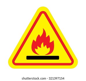 Fire warning sign in yellow triangle Flammable