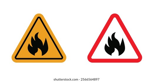 Fire warning signs in black and color style