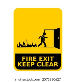 fire warning signs, fire exits keep clear