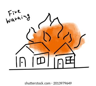Fire warning simple touch illustration