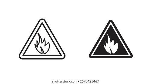 Fire warning vectors web signs set