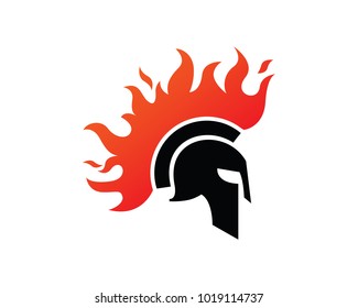 Fire Warrior Logo Template Design Vector, Emblem, Design Concept, Creative Symbol, Icon