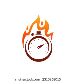 Fire Watch logo design. Vector illustration Fire and Watch. Modern logo design vector icon template