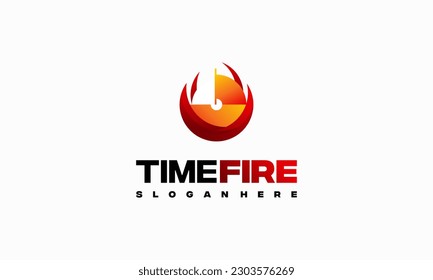 Vector de concepto de diseño de logotipo de Fire Watch, icono del logotipo de Stopwatch con símbolo de fuego