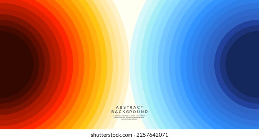 Fire and water abstract circle background. Colorful Red and blue line design.