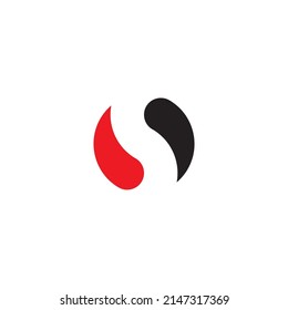 Fire and water circle letter S simple symbol logo vector