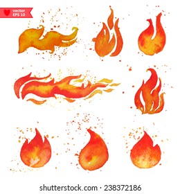 Fire, water color vector, each element on a separate layer