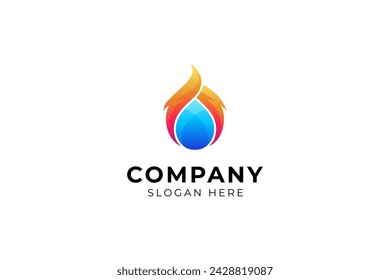 Fire water drop element logo design concept