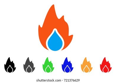 Fire And Water Drop icon. Vector illustration style is a flat iconic fire and water drop symbol with black, gray, green, blue, red, orange color variants. Designed for web and software interfaces.