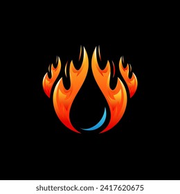 Fire Water Drop Logo Vector