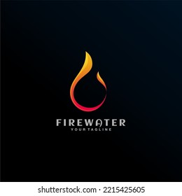 Fire water Drop vector illustration Logo Design Template