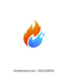 fire water element icon logo with splash effect