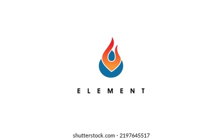 Fire and Water Element Logo Design. Nature Company Logos. Water and Fire Logo Design Template Element. Flat Vector Logo Design.