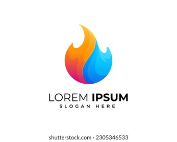 fire water element simple logo design