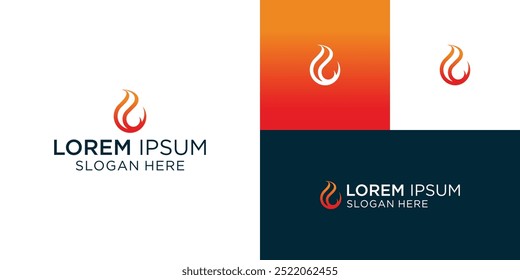 Elemento de agua de fuego Diseño de logotipo simple