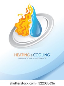 Fire And Water, Heating and Cooling Installation (Vector Art)